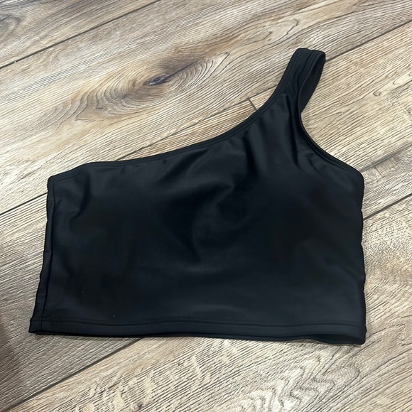 Black one shoulder strap bathing suit top size 10-12 from SHEIN - Picture 1 of 3